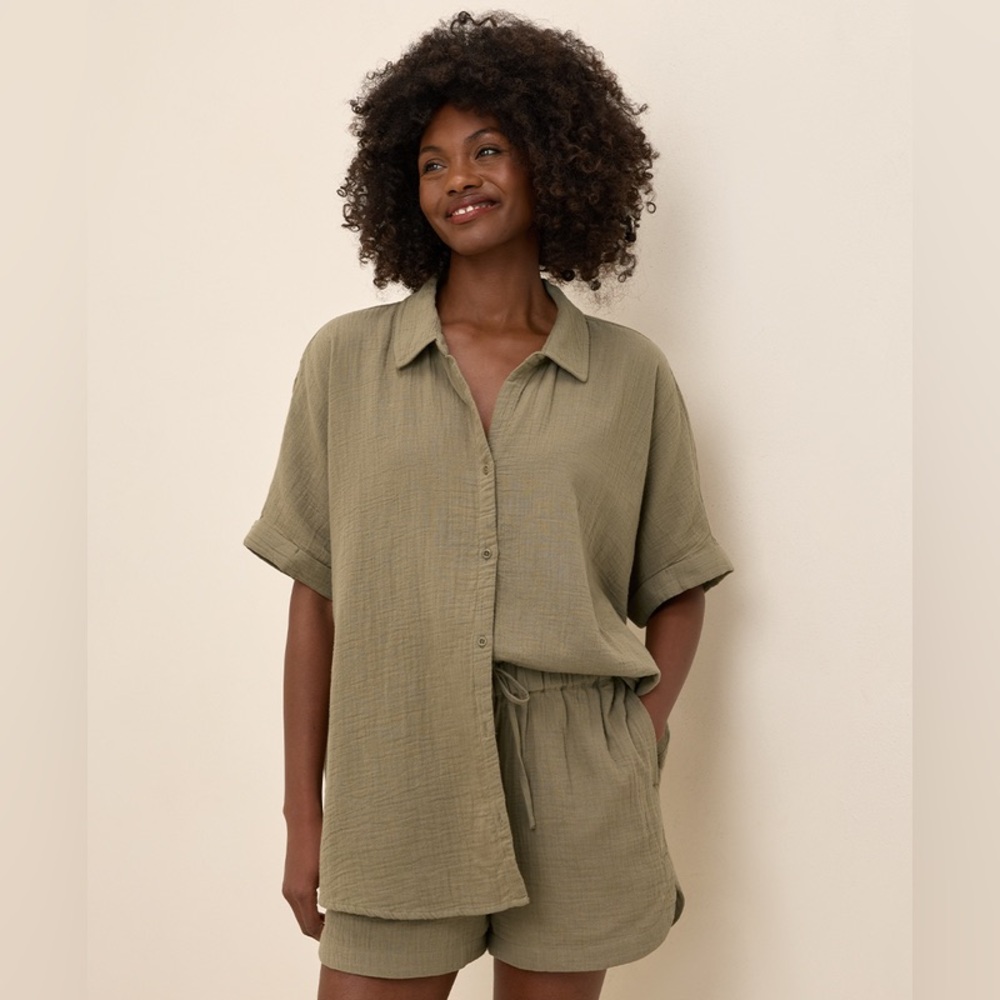 Pact Women’s Khaki Green Coastal Double Gauze Set